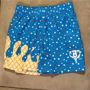 Baseball Lifestyle 101 Blue & White Ice Cream Cone Baseball Athletic Shorts